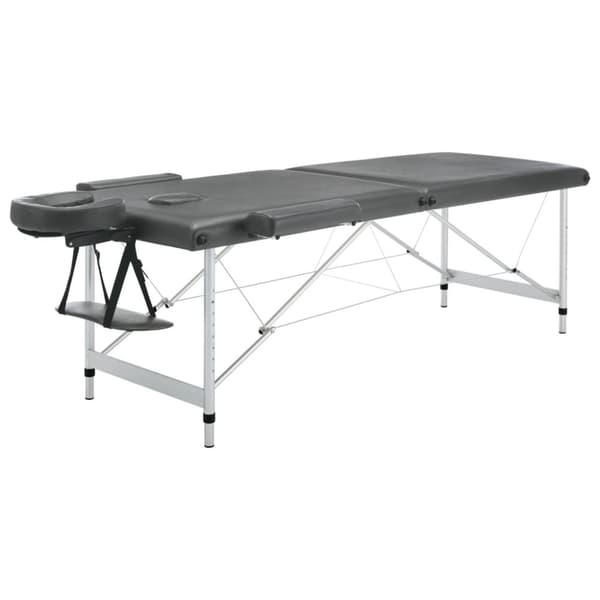 Massagebänk med 2 zoner aluminiumram antracit 186x68 cm