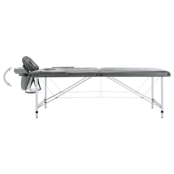 Massagebänk med 2 zoner aluminiumram antracit 186x68 cm