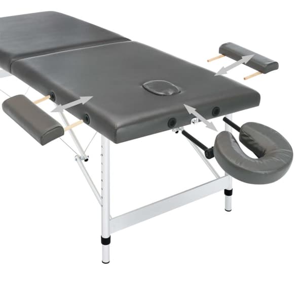 Massagebänk med 2 zoner aluminiumram antracit 186x68 cm