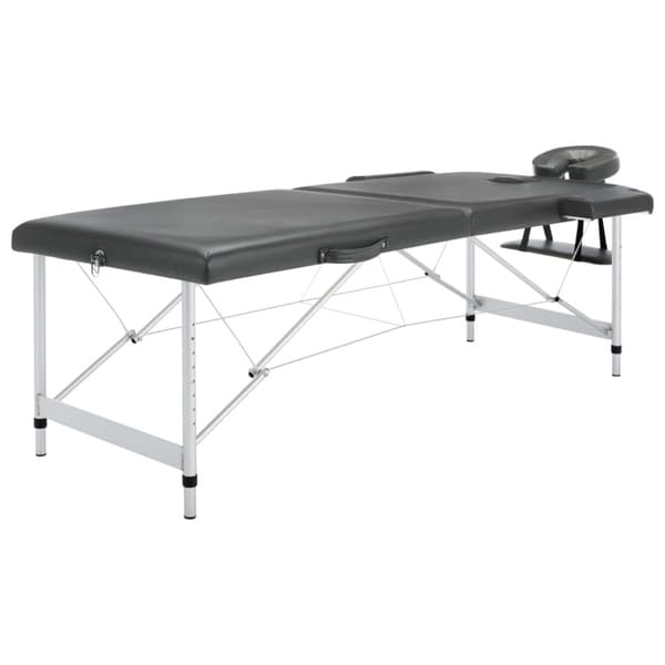 Massagebänk med 2 zoner aluminiumram antracit 186x68 cm