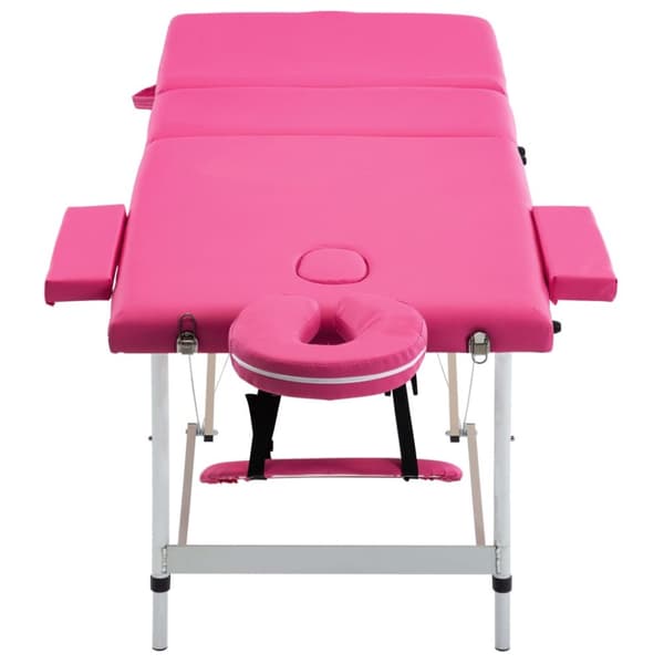 Hopfällbar massagebänk 3 sektioner aluminium rosa