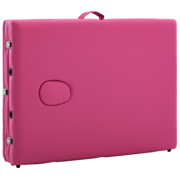 Hopfällbar massagebänk 3 sektioner aluminium rosa