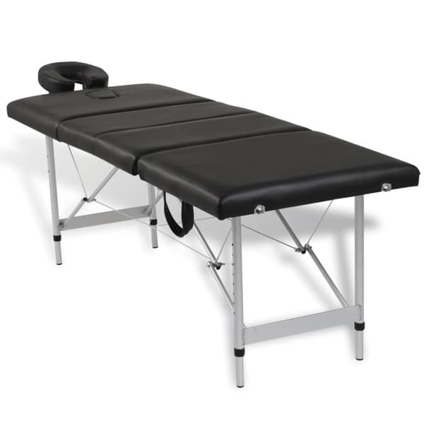 Hopfällbar massagebänk med 4 sektioner aluminiumram svart
