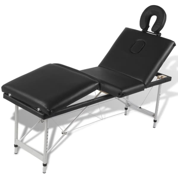 Hopfällbar massagebänk med 4 sektioner aluminiumram svart