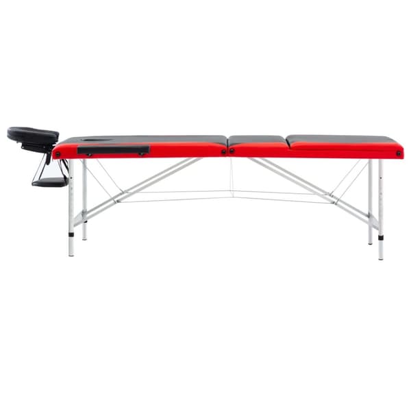 Hopfällbar massagebänk 3 sektioner aluminium svart och röd