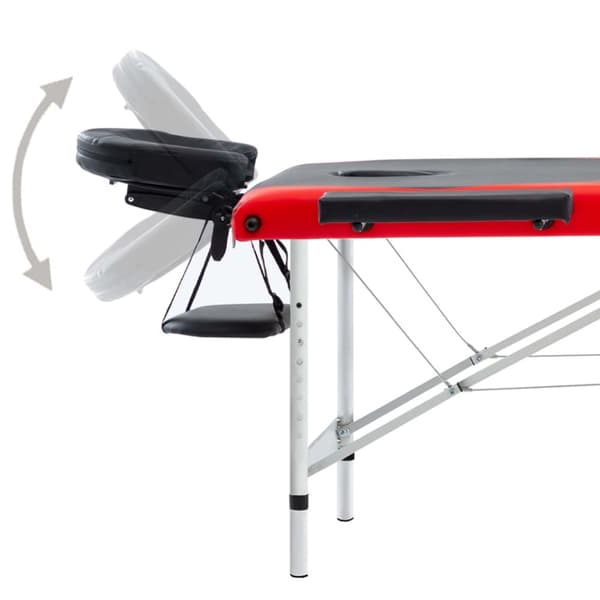 Hopfällbar massagebänk 3 sektioner aluminium svart och röd