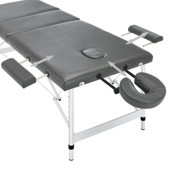 massagebord med 3 zoner aluminiumsstel 186 x 68 cm antracitgrå
