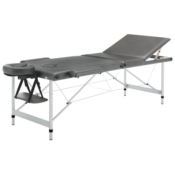 massagebord med 3 zoner aluminiumsstel 186 x 68 cm antracitgrå