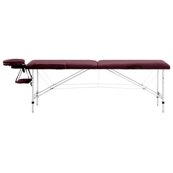 Hopfällbar massagebänk 2 sektioner aluminium mörklila
