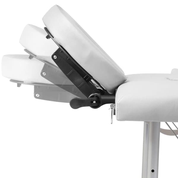 Cremefarvet sammenfoldeligt massagebord med aluminiumsstel,4 zoner