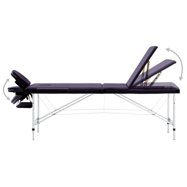 Hopfällbar massagebänk 3 sektioner aluminium lila