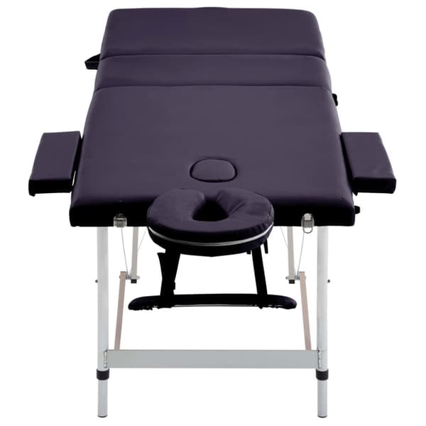 Hopfällbar massagebänk 3 sektioner aluminium lila