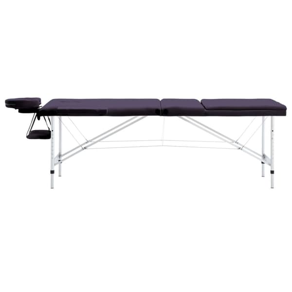 Hopfällbar massagebänk 3 sektioner aluminium lila