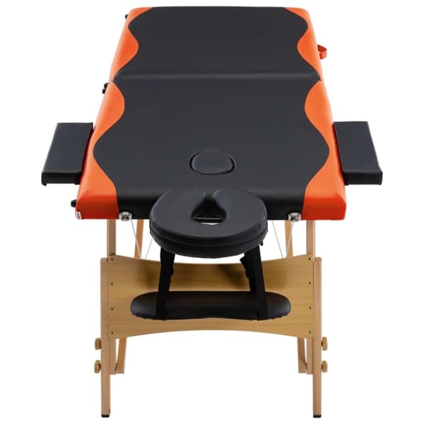 foldbart massagebord 2 zoner træ sort og orange