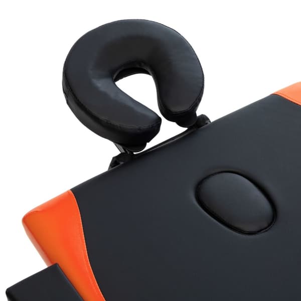 foldbart massagebord 2 zoner træ sort og orange