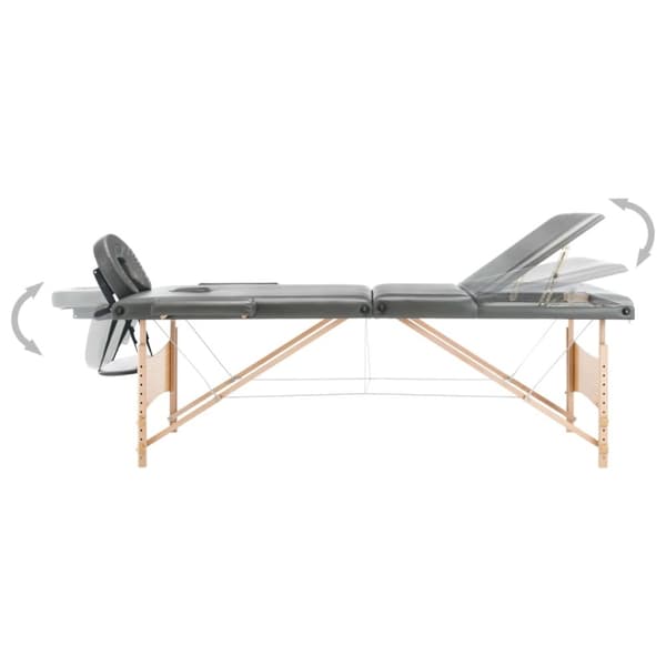 Massagebänk med 3 zoner träram antracit 186x68 cm