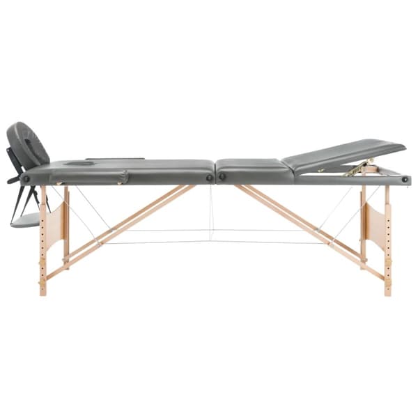 Massagebänk med 3 zoner träram antracit 186x68 cm