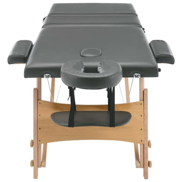 Massagebänk med 3 zoner träram antracit 186x68 cm