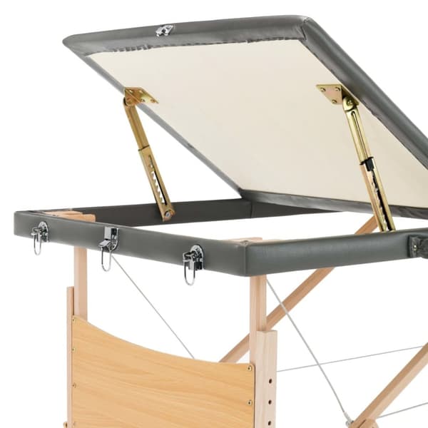 Massagebänk med 3 zoner träram antracit 186x68 cm