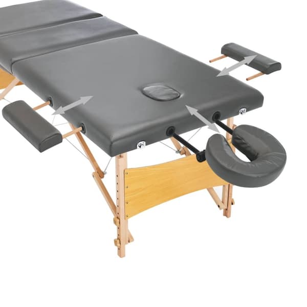 Massagebänk med 3 zoner träram antracit 186x68 cm