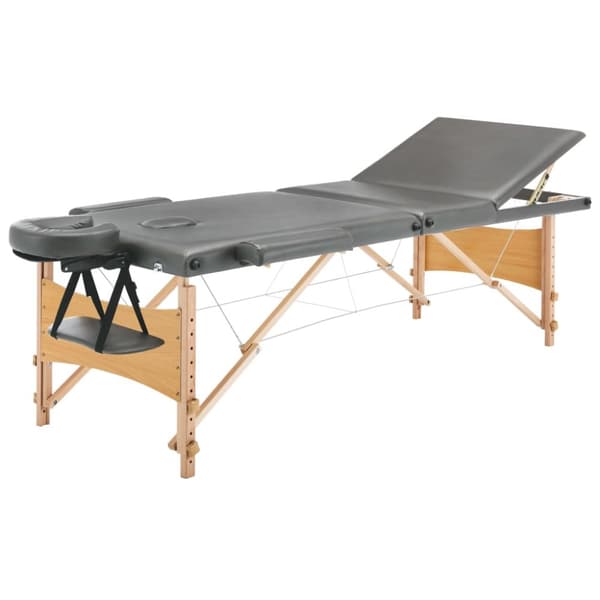 Massagebänk med 3 zoner träram antracit 186x68 cm
