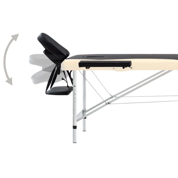Hopfällbar massagebänk 2 sektioner aluminium svart och beige