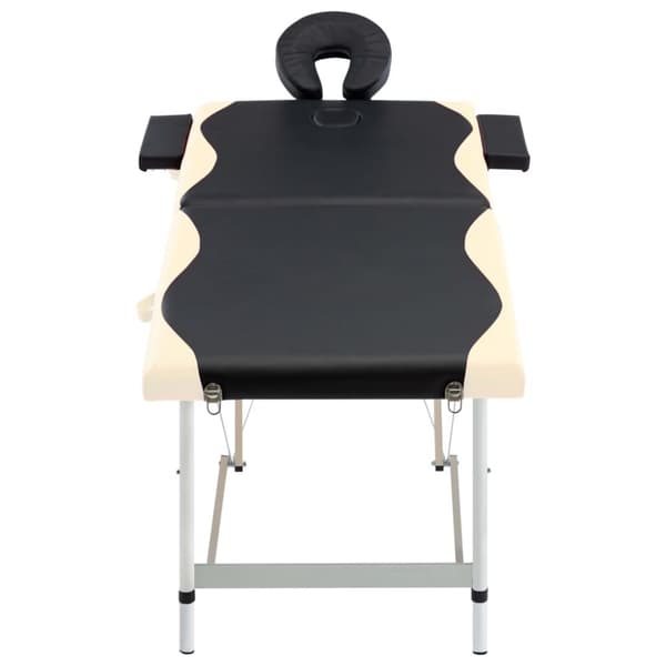 Hopfällbar massagebänk 2 sektioner aluminium svart och beige