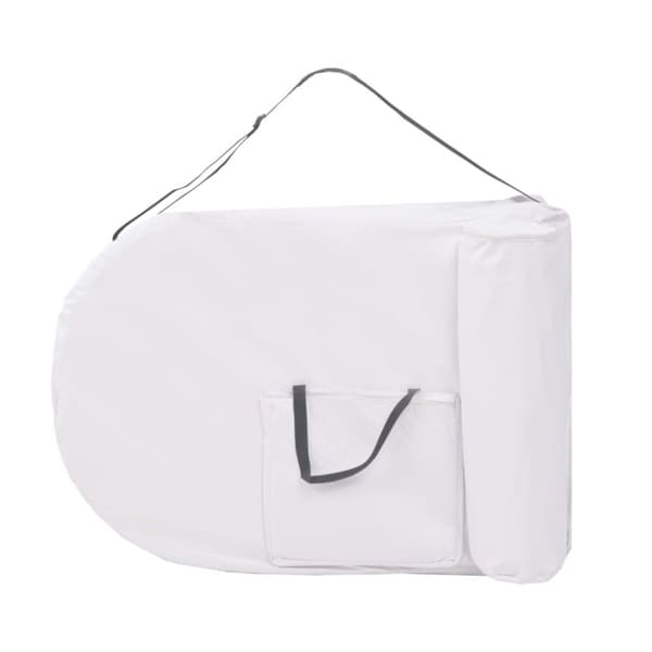 foldbart massagebord m. 2 bolsterpuder 4 cm tyk oval hvid