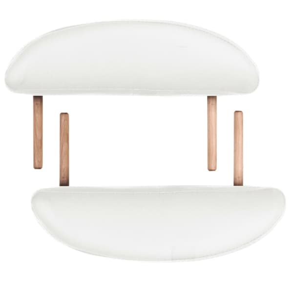 foldbart massagebord m. 2 bolsterpuder 4 cm tyk oval hvid