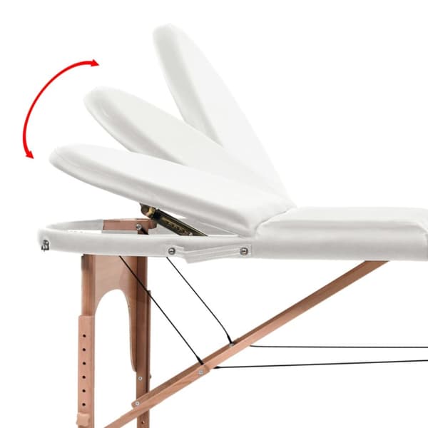 foldbart massagebord m. 2 bolsterpuder 4 cm tyk oval hvid