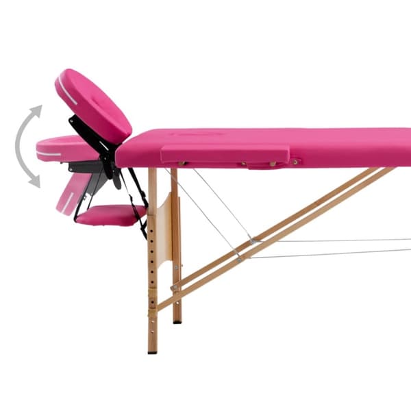 Hopfällbar massagebänk 2 sektioner trä rosa