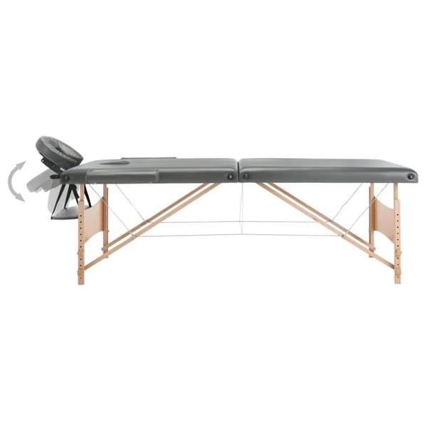 Massagebänk med 2 zoner träram antracit 186x68 cm