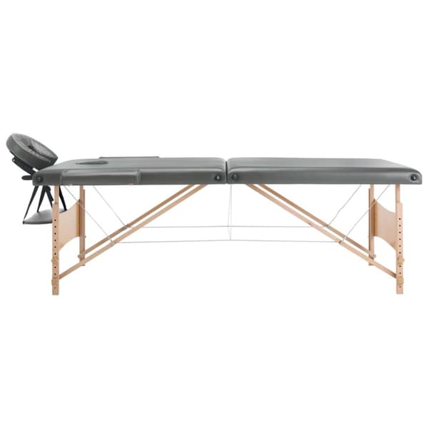 Massagebänk med 2 zoner träram antracit 186x68 cm