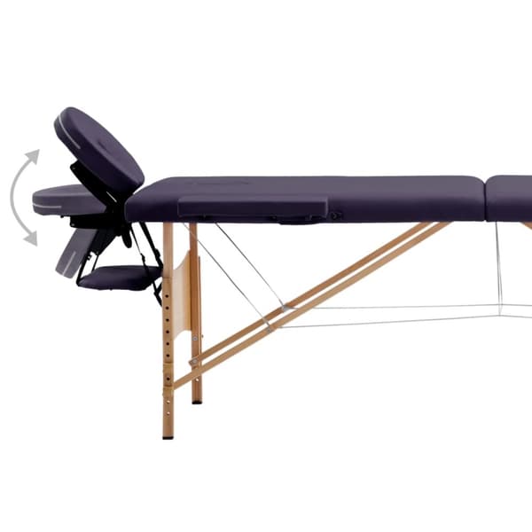Hopfällbar massagebänk 2 sektioner trä lila