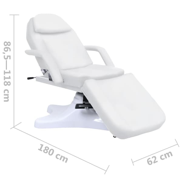 massagebord 180x62x(86,5-118) cm hvid
