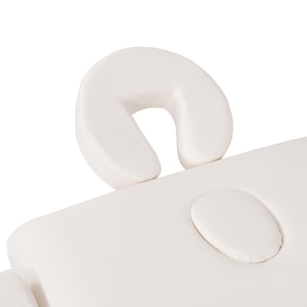 sammenfoldeligt massagebord 3 zoner 10 cm tyk hynde hvid