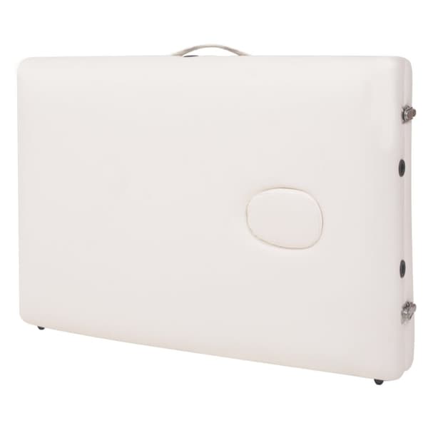 sammenfoldeligt massagebord 3 zoner 10 cm tyk hynde hvid