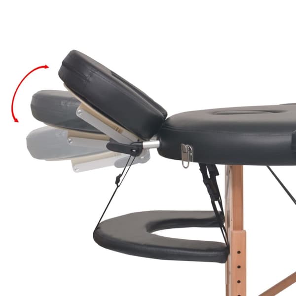 Hopfällbar massagebänk 4 cm tjock med 2 bolster oval svart