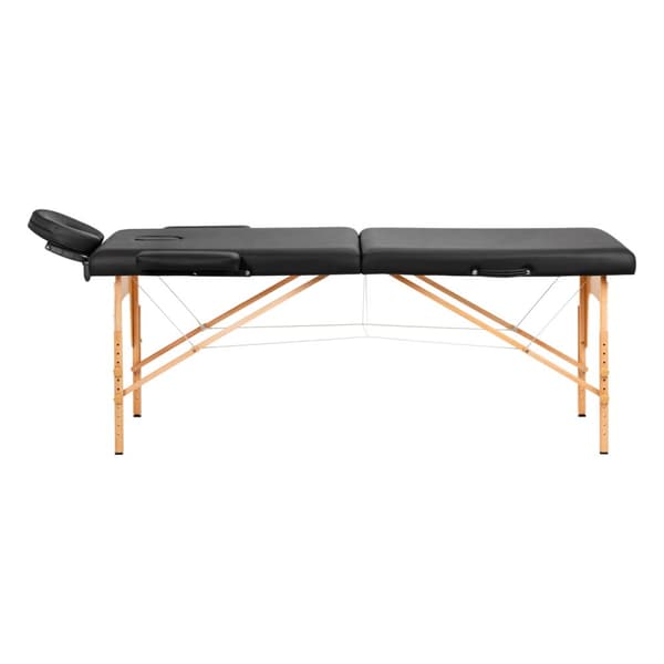 Komfort Activ Fizjo Lux hopfällbart massagebord i trä, 2 segment, 190x70, svart