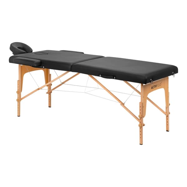 Komfort Activ Fizjo Lux hopfällbart massagebord i trä, 2 segment, 190x70, svart