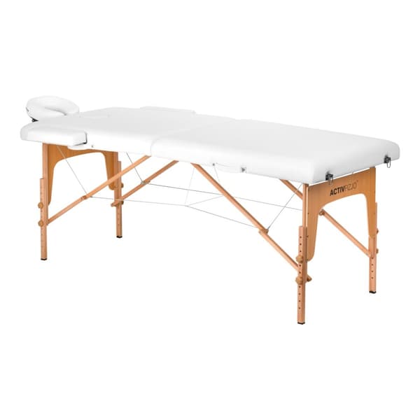 Komfort Activ Fizjo Lux hopfällbart massagebord i trä, 2 segment, 190x70, VIT