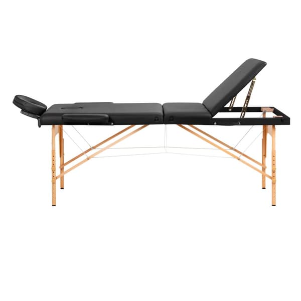 Komfort Activ Fizjo Lux hopfällbart massagebord i trä, 3 segment, 190x70, svart