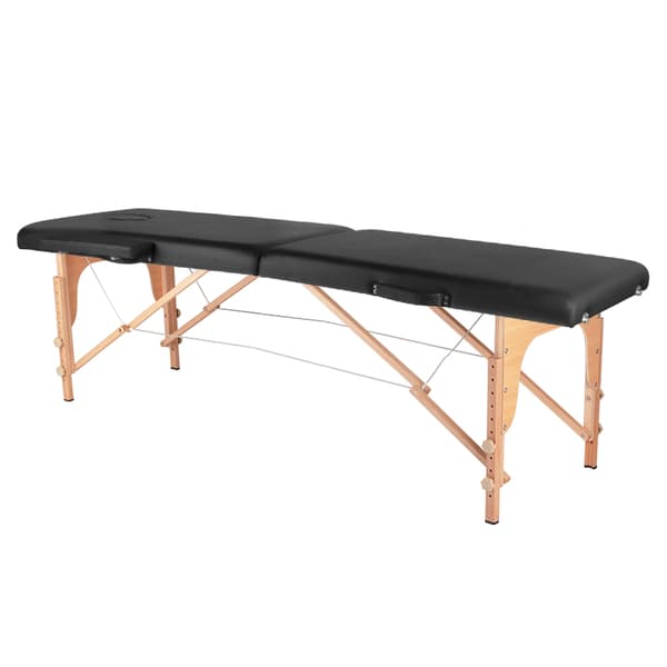 Komfort Activ Fizjo hopfällbart massagebord i trä, 2 segment, svart