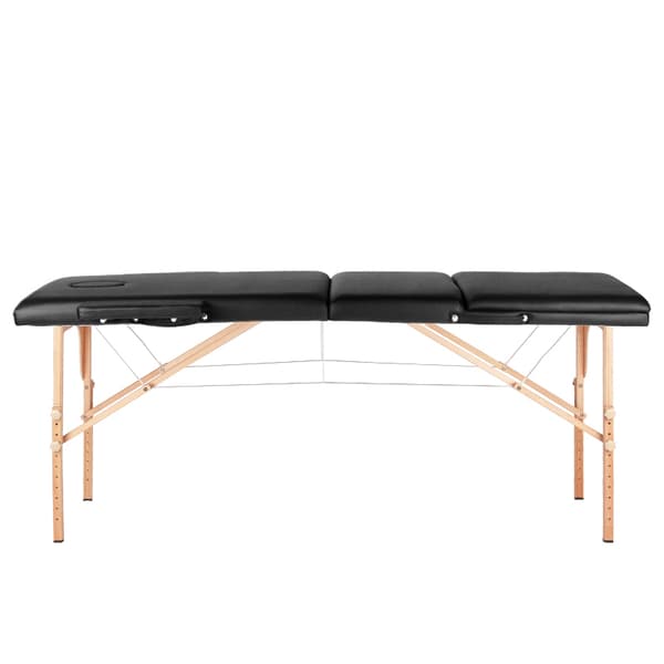 Komfort Activ Fizjo foldbart massagebord i træ, 3 segmenter, sort