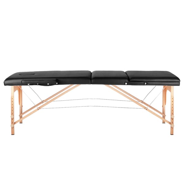 Komfort Activ Fizjo foldbart massagebord i træ, 3 segmenter, sort