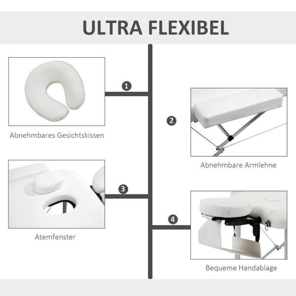 Rootz hopfällbart massagebord - Bärbar spasäng - Justerbart terapibord - Justerbart i höjdled - Robust aluminiumstomme - Bekväm skumstoppning - 215W x