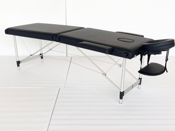 Massagebord - hopfällbar - 3 sektioner - aluminium - svart