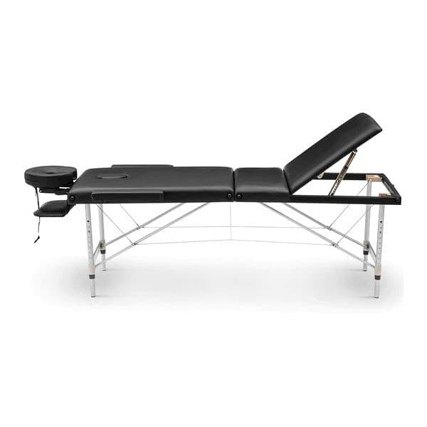 Massagebord - foldbart - 3 sektioner - aluminium - sort