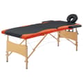 Miniatyrbild 1 av 2: Hopfällbar massagebänk 2 sektioner trä svart och orange