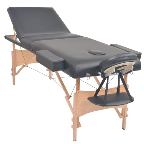 Hopfällbar massagebänk 3 sektioner 10 cm tjock svart